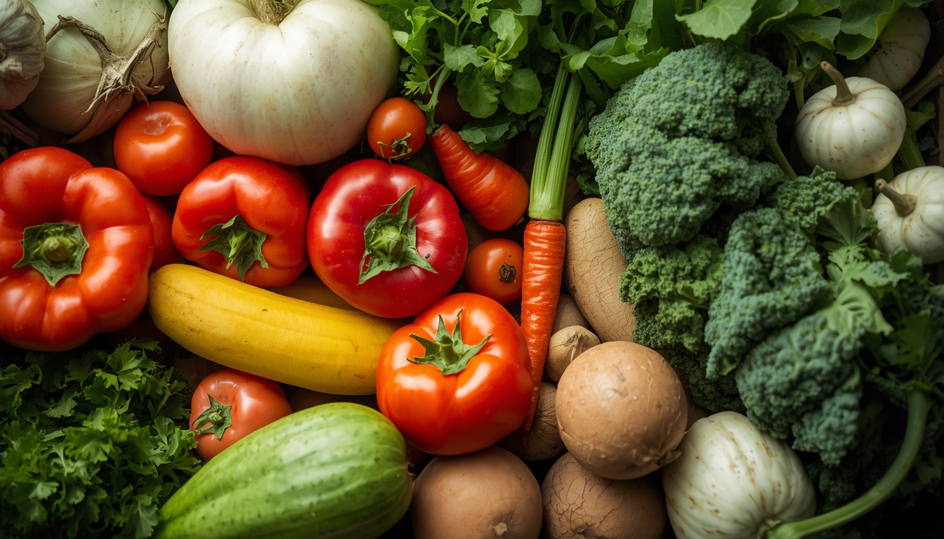 Fresh healthy vegetables and fruits for nutrition consultation